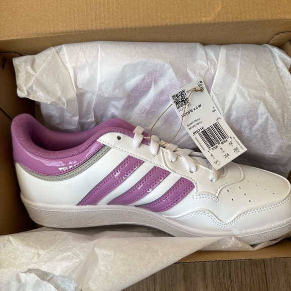 Adidas Hoops 4.0 W Purple and White Sneakers - Picture 1 of 5